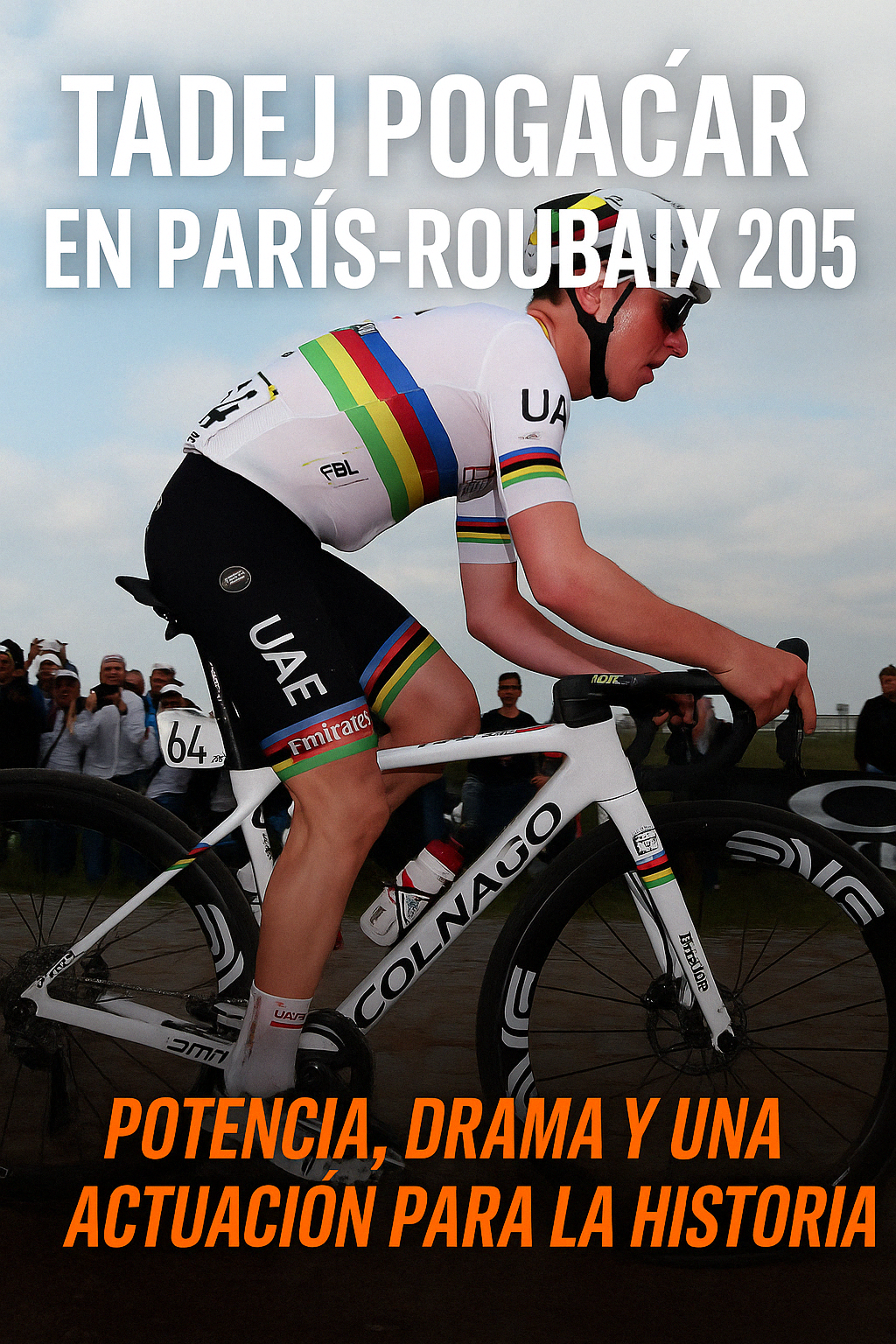 Tadej Pogačar debutó en la París-Roubaix 2025 con una actuación épica marcada por potencia extrema, una caída inesperada y una persecución inolvidable. Descubre cuánto llegó a mover en vatios, cómo fue su carrera y por qué su segundo puesto quedará para la historia.